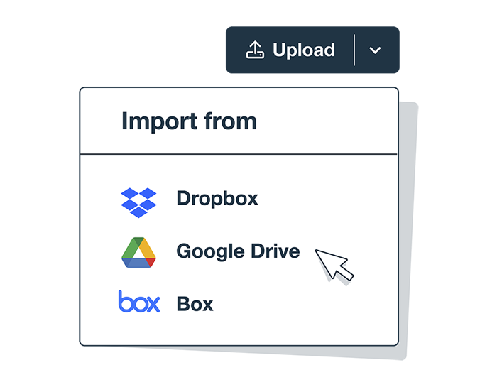 Import from Dropbox, Google Drive, or Box